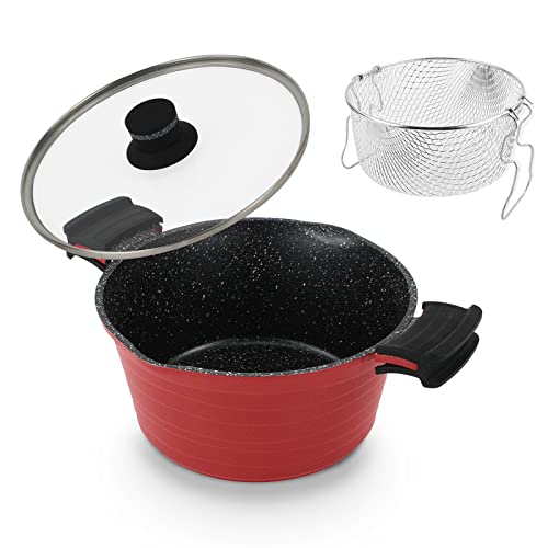 ROSSETTO Faitout, friteuse 2 en 1, faitout avec panier friteuse, Poêle antiadhésive, 24x24x11cm,...