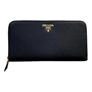 Prada Black Leather Long Wallet 1ML506 Nero Zip Around