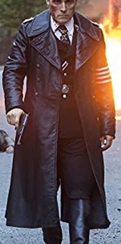 Officer Coat – Black e Genius Men's German Classic Officer Leather Black Trench