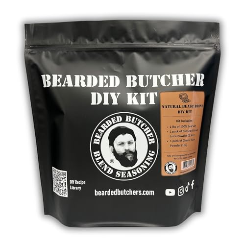 Bearded Butchers Natural Cure Beast Brine DIY Kit – All-Natural Curing Brine for Homemade Deli Meats, Roast Beef, Venison – Includes Sea Salt, Cultured Celery & Cherry Juice Powder – No Additives or Fillers