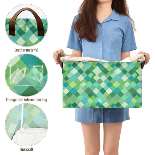 Panier de rangement pliable lot de 2 KLL vert turquoise avec poignées