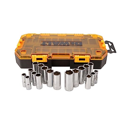 Caja de herramientas dura con juego de dados de 3/8 de pulgada Dewalt, 17 piezas, DWMT73806