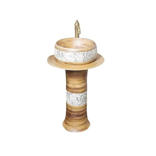 CAFIEDR Lavabos de Pedestal Lavabo de Columna de cerámica Lavabo de pie Lavabo de Pedestal para baño Balcón