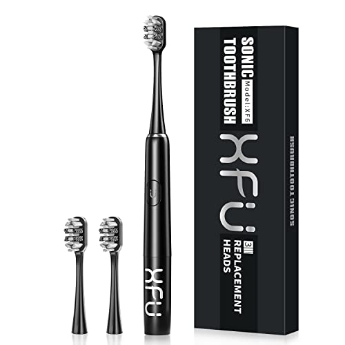 Image of Seago Sonic Electric Battery Toothbrush for Adults and Kids, 3 Brush Heads, with 2 Modes and Waterproof IPX7, Bulid in 2 Mins Timer 24,000 VPM (Black)
