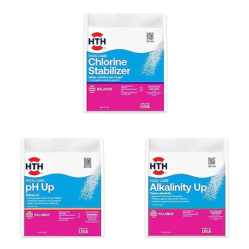 Image of HTH 67061 Swimming Pool Stabilizer, 4 Lbs & 67058 Swimming Pool pH Up, 4 Lbs & 67060 Swimming Pool Alkalinity Up, 5 Lbs