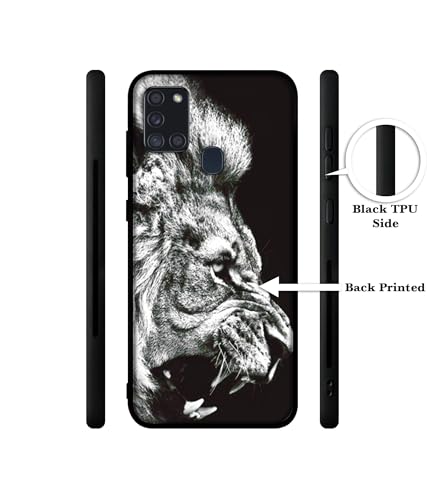 Image of Angry Lion Design Premium 2D Printed Metal Back Case Cover for Samsung Galaxy A21S 4G