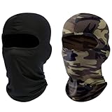 ROXUN Ski Mask Balaclava Shiesty, 2 Pack Cold Winter Warm Windproof Motorcycle Neck Gaiter for Men/Women Black+Camo