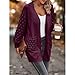 Open Front Cardigans for Women Casual V Neck Long Sleeve Sweater Tops Fashion Solid Color Coat Outwear with Pocket (Large,Purple)
