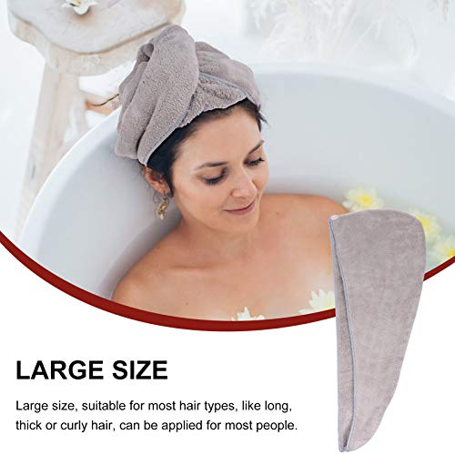 Lurrose 2 Pcs Toalha de Cabelo de Microfibra Toalha de Cabelo de Secagem Rápida Com Botão Absorvente