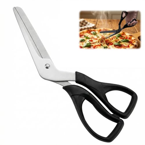 Glythum Pizzaschneider Pizzaschere mit Lebensmittelechten Edelstahlklingen und Schwarzem Griff Abnehmbare Pizzaschere 27 cm Pizza Schere für Pizze Steak und Pfannkuchen