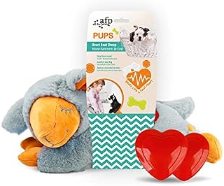 ALL FOR PAWS Heartbeat Snuggle Dog Toys, Puppy Heartbeat Comforter, Dog Plush Toy for Separation Anxiety Relief Behavioral aid for Pets(White Sheep with Heartbeat)