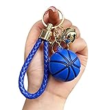 HSYHERE Men Women Creative Cool Stylish Mini Basketball Lightweight Key Chain Keychain Key Ring, Boyfriend Valentine Lover Christmas Birthday New Year Gift Bag Pendant Wrist Strap -Blue