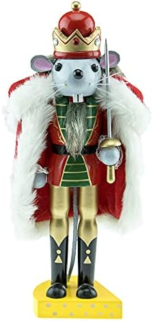 Merry Christmas Co. 10 Inch Traditional Wooden Nutcracker, Festive Holiday Tabletop Décor, Mouse King