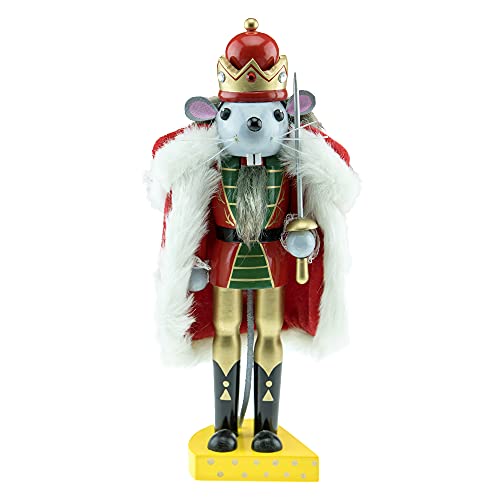 Merry Christmas Co. 10 Inch Traditional Wooden Nutcracker, Festive Holiday Tabletop Décor, Mouse King #TOP27