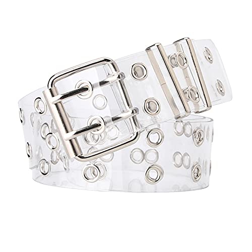 Women's Double Grommet Leather Belt, Y2K Belt with Double Studded Holes