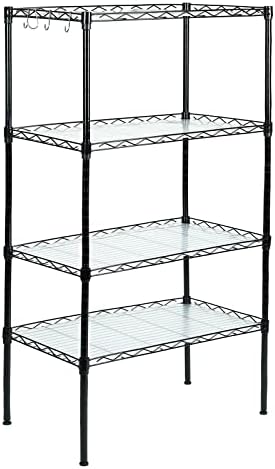 4-Shelf 5-Shelf Adjustable Wire Shelving Unit,Metal Storage Racks Utility Racks, Height Household Type Heavy Duty Storage Shelving for Kitchen, Bedroom, Bathroom and Garage, Black (5-Tier)(4-Tier)