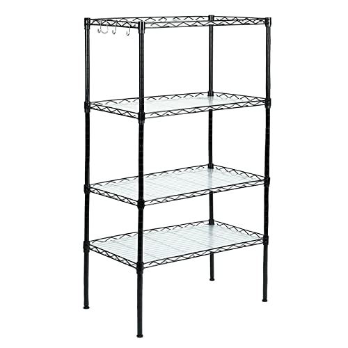 4-Shelf 5-Shelf Adjustable Wire Shelving Unit,Metal Storage Racks Utility Racks, Height Household Type Heavy Duty Storage Shelving For Kitchen, Bedroom, Bathroom And Garage, Black (5-Tier)(4-Tier) #TOP3