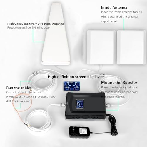 Image of Cell Phone Booster for Home & Multi-Room,Up to 9000 sq ft,Cell Phone Signal Booster for Band 66 /25 /2 /4 /5 /12 /13 /17,Boost 5G 4G Data for U.S. Carriers FCC Approved