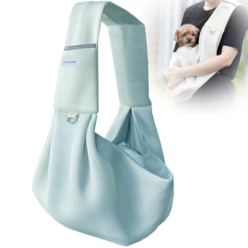 [いぬのくらし] 犬 スリング 抱っこ紐 ペットスリング メッシュ 軽量 肩掛け 小型犬 中型犬 ポケット付き 6色展開 (ライトブルー)