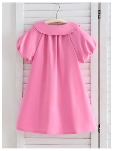 GORGLITTER Girl's Heart Print Puff Short Sleeve Short Dresses Summer Cute Large Doll Collar Ruffle Flowy Sun Dress2