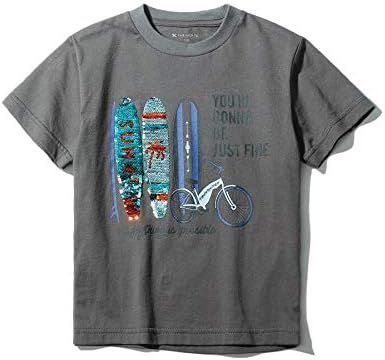 Amazon ザショップティーケー Tシャツ 100 150cm スパンコールサーフtシャツ キッズ チャコールグレー 014 10 100cm Tシャツ カットソー 通販