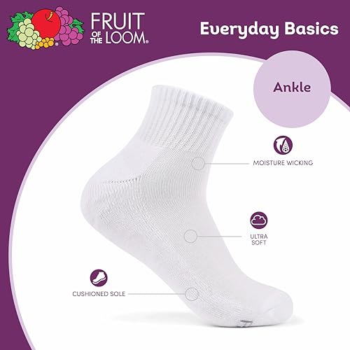 Fruit of the Loom Women's Everyday Basics Socks, Ankle - 8 Pack - White - image 5