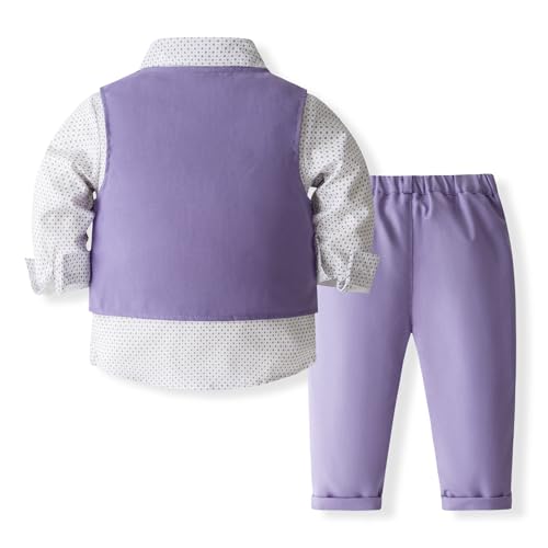 Image of Baby Boys' 4-Piece Tuxedo Set with Dress Shirt, Vest, Pants, and Tie