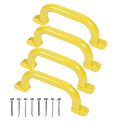 ESPETS 10 Inch 4 Pieces Blue Metal Safety Handles for Playground Accessories - Outdoor Backyard Swing Set Kids Grab Handles, Playset Hand Grips for Playhouse, Treehouse, Jungle Gym, Climbing Frame