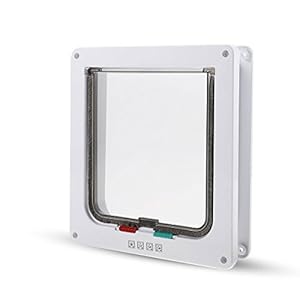 PETCUTE Katzenklappe Hundeklappe Haustierklappe manuelle 4 Wege Magnet-Verschluss für Katze und Hund einfache Montage