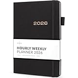 Skyline Dated Hourly Weekly Planner 2026 – Agenda & Daily Appointment Book – Time Blocking Notebook for Business Entrepreneurs, A5 (Black)