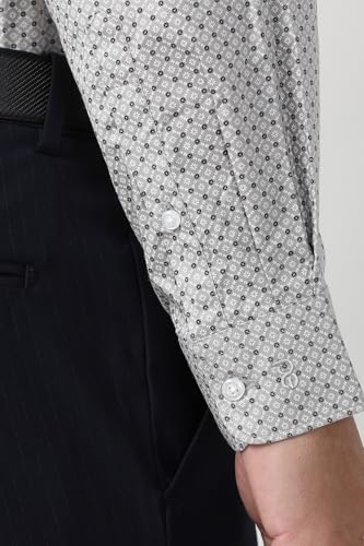 Image of Peter England Men's Formal Shirt with All-Over Print - Cotton, Full Sleeves, Regular Fit