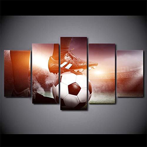Idée cadeau football impression sur toile 5 pièces décoration moderne pour bureau de passionné