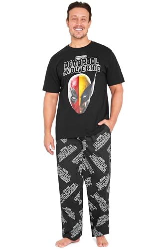 Marvel Deadpool and Wolverine Pijama Invierno Set para Hombre - Regalos para Hombres y Adolescentes (Negro Deadpool Wolverine, M)