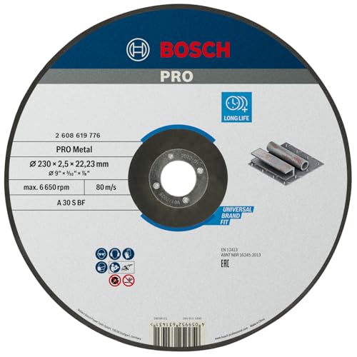 Bosch Professional 1x Disco de Desbaste Standard for Metal (para Metal, Ø 230 x 2,5 x 22,23 mm, Cóncavo, Accesorio Amoladora)
