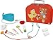 Produktbild goki 51009 Arztkoffer 10-teilig  Doktorspielzeug aus Holz und Textil, Kinder-Arztset mit Stethoskop, Thermometer, Spritze, Rezeptblock & Zubehör, für kreatives Rollenspiel, 25 x 8,5 x 23 cm