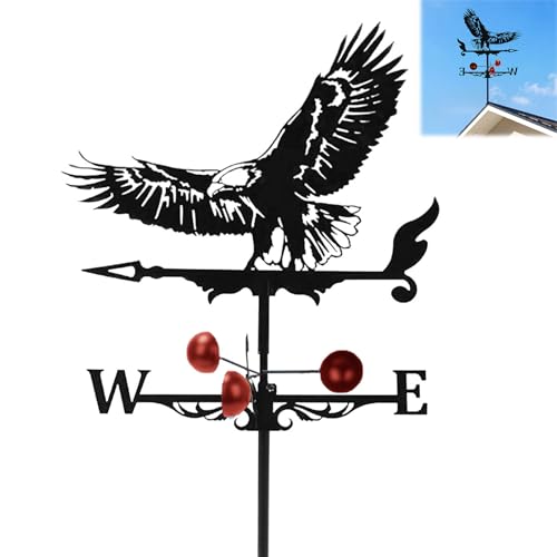 Domigard Veleta de Viento de Metal con águila voladora 3D, para Montaje en Techo, para jardín, Granja, Patio, gallinero, Patio, decoración al Aire Libre