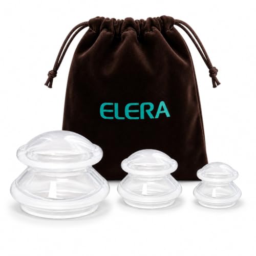 ELERA Cupping Kit for Massage Therapy Silicone Cupping Therapy Set with 3 Massage Cups (S/M/L) Ideal for Cellulite Relaxation & Daily Self-Care