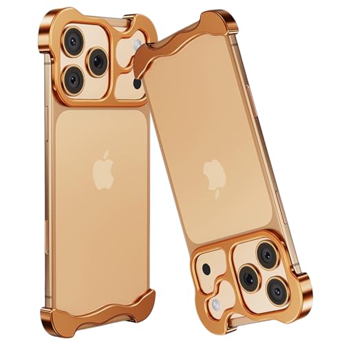 Coque sans cadre iPhone 17 Pro Max en métal or avec protection d'objectif