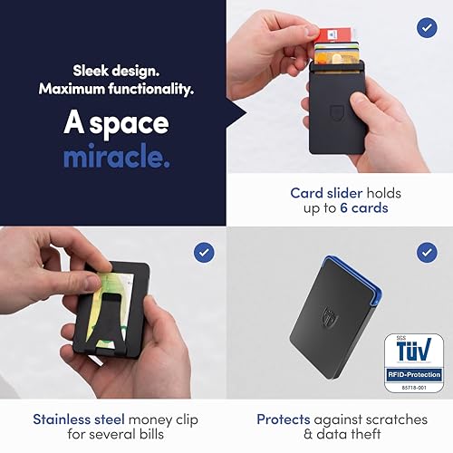 TRAVANDO SLYDE Aluminum Card Holder - RFID Blocking Slim Wallet for Men with Money Clip – Holds Up to 6 Cards – RFID Protected Credit Card Mens Wallet (Black)4