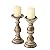 WHW Whole House Worlds Rustic Stockbridge Candle Holders, Set of 2, Rounded Turned Columns, Sustainable Wood, Distressed with Vintage Style White Wash, 9 H x 4 D Inches