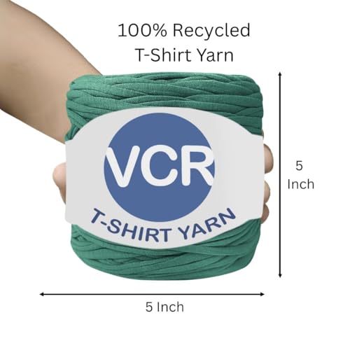 Image of VCR Forest Green Big T-Shirt Yarn, 100 Meters Length, Recycled & Fashionable Craft Yarn, Pack of 1, Suitable for Crochet, Knitting & DIY Bags, Baskets, Cushions & Home Decor Projects