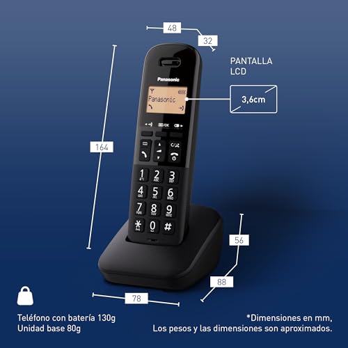Miniatura 6 de Panasonic Kx-Tgb610spb Teléfono Inalámbrico Digital, Unidad Base Y 1 Auriculares, Identificador Y Bloqueador De Llamadas, Volumen Mejorado Del Receptor, Resistente A Golpes, Pantalla Lcd, Negro