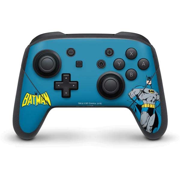 Skinit Decal Gaming Skin Compatible with Nintendo Switch Pro Controller - Officially Licensed DC Comics Batman Vintage Pose Collage Art Design