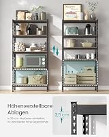 SONGMICS Schnelle Montage, Schwerlastregal 2er Set, Standregal, Lagerregal, Küchenregal, Regal, 5 Ablagen, 45 x 90 x 180 cm, bis 875 kg belastbar, für Keller, Küche, Arbeitszimmer, schwarz GLR452B01 – Ansicht 5