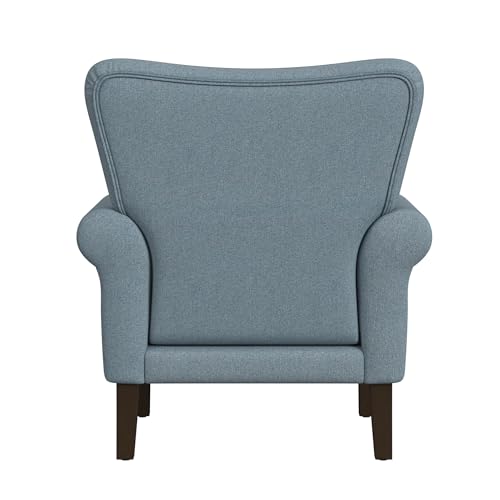 Image of Spatial Order Rolled Arm Wingback Accent Chair - Blue Textured Woven