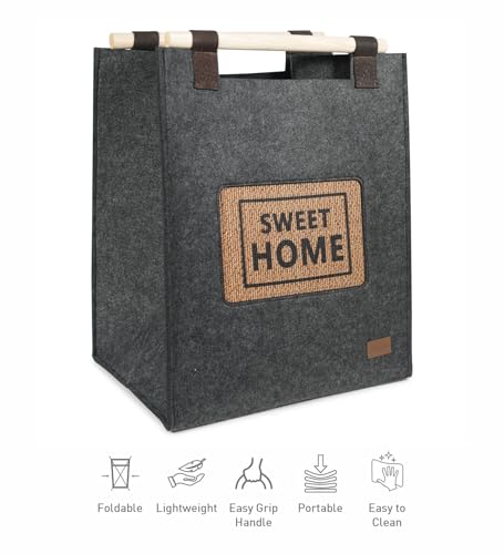 Image of OBSESSIONS Compact and Durable Foldable Laundry Basket ? Maximize Space with a Multi-Storage Design, Easy to Use and Travel-Friendly, Grey Color,Dimensions (W)32 x (L)42 x (H)52 cm