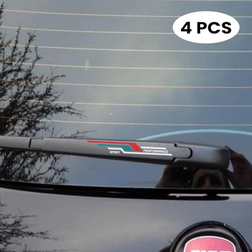 Image of 4Pcs Sports Performance Sticker for Car Wiper Stickers All Cars Rear Wiper Car Sticker Exterior Decal Vinyl L x H 10 x 1.5Cm (Multicolor 2)