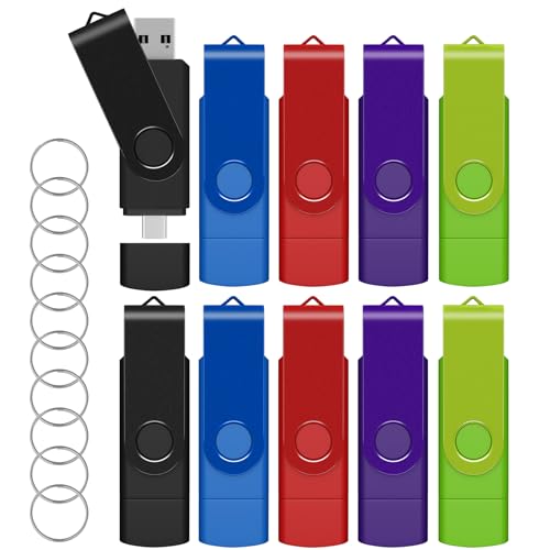 AreTop 32GB USB C Thumb Drive Dual USB 2.0 Flash Drive 32GB USB Drive Swivel Design 2-in-1 Portable Type-C Memory Stick for Android Smartphone, Computers, MacBook, Tablets, PC, 10 Pack