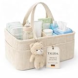 Generisch Wickelkorb Cord Beige - Wickelorganizer für Babys – Aufbewahrungskorb für Windeln, Feuchttücher und Babyartikel – Perfektes Baby Geschenk, Organizer für Wickeltisch und Wickeltasche