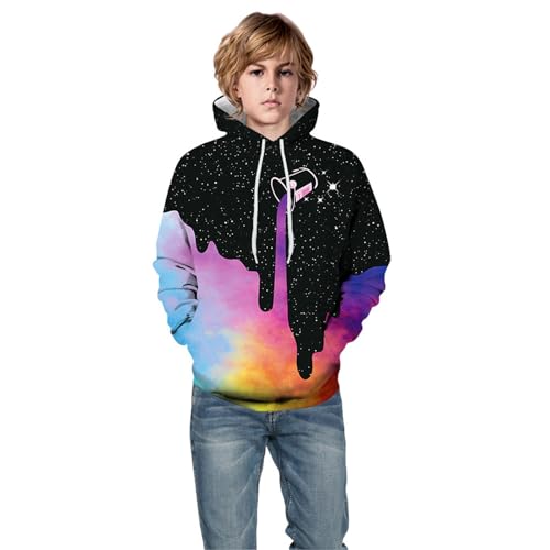 synia Moletom com capuz para meninos e crianças, estampa colorida, gola redonda, agasalho macio para